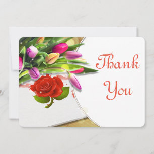 Watercolor rose and Tulip Thank You Card