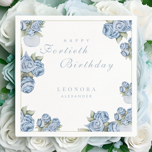 Watercolor Rose ANY Milestone Floral Birthday Napkin (Creator Uploaded)