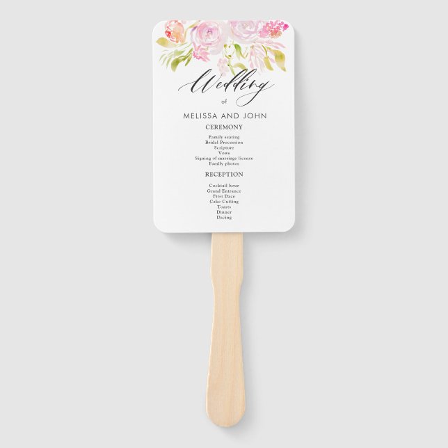 Watercolor Rose Blouquet Hand Fan (Front)