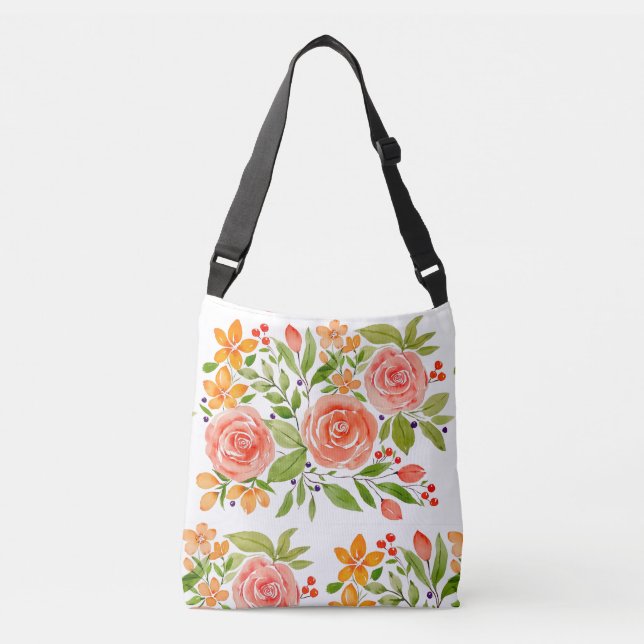 Watercolor Rose Bouquet Bag (Front)
