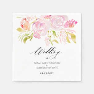 Watercolor rose bouquet napkin