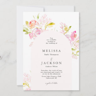 Watercolor Rose bouquet Wedding Invitation 