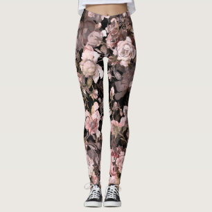 Watercolor Rose Bud Bouquet Pattern Leggings