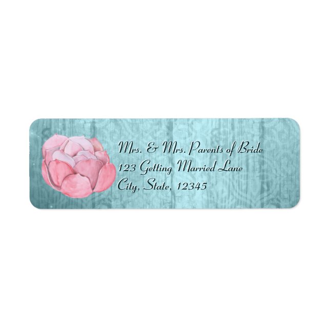 Watercolor Rose-colored Succulent Rustic Teal (Front)