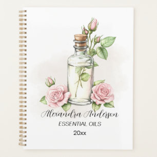 Watercolor Rose Floral Aromatherapy Essential Oils Planner