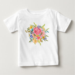 Watercolor Rose Floral Bouquet Baby T-Shirt