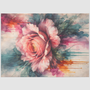 Watercolor Rose Floral Decoupage Paper
