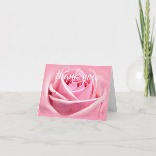 Watercolor Rose Flower Thank You Hand Script Text Card