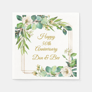 Watercolor Rose Frame Paper Napkins