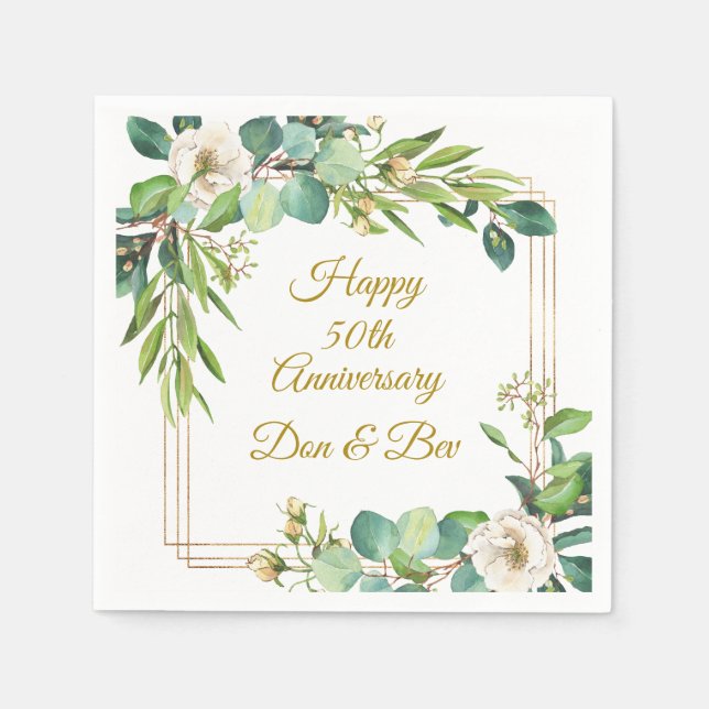 Watercolor Rose Frame Paper Napkins (Front)