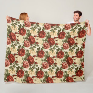 Watercolor Rose Garden Fleece Blanket