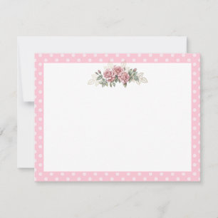 Watercolor Rose Garden Floral with Pink Polka Dot Card
