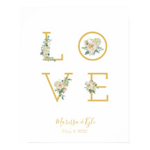 Watercolor Rose Garden LOVE Wedding Print