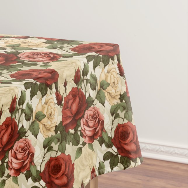 Watercolor Rose Garden Tablecloth (In Situ)