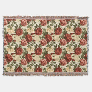 Watercolor Rose Garden Throw Blanket