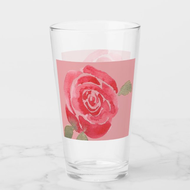 Watercolor Rose Glass (Front)