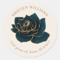 watercolor rose gold and blue return address