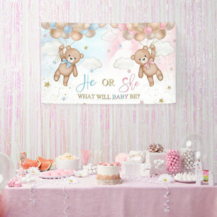 Watercolor Rose Gold and Navy Blue Gender Reveal Banner