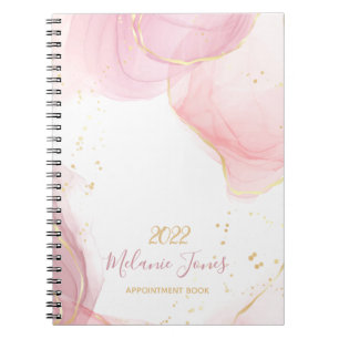 Watercolor Rose gold glitter appointment book 2022