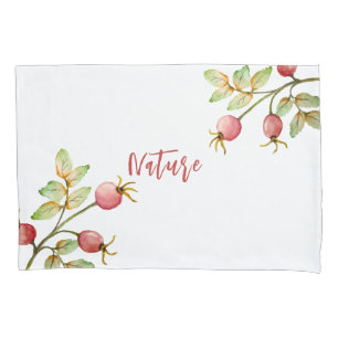 Watercolor rose hips pillowcase