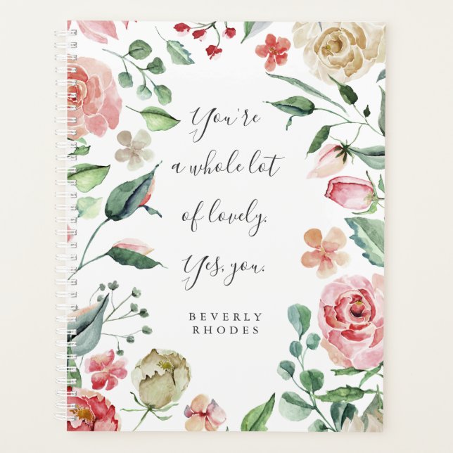 Watercolor Rose Inspirational Quote Planner (Front)
