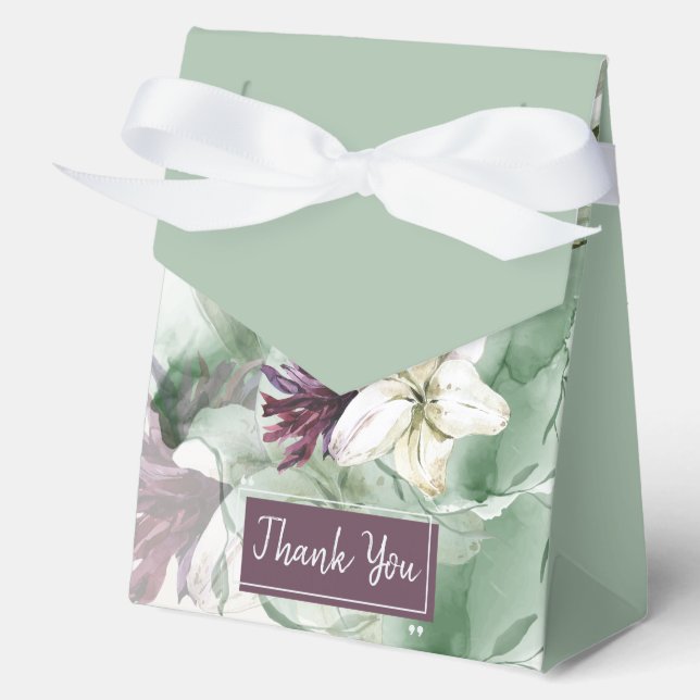 Watercolor Rose, Lily, Magnolia  Favour Box (Front)