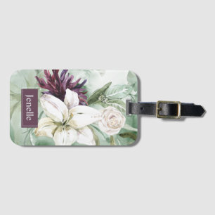 Watercolor Rose, Lily, Magnolia Luggage Tag