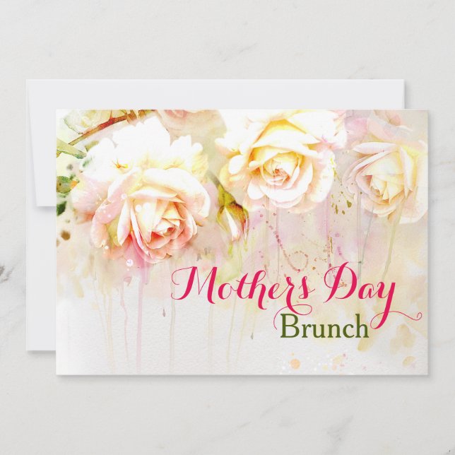 Watercolor Rose Mothers Day Brunch Invitation (Front)