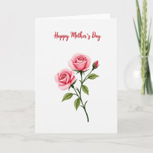Watercolor Rose Mothers Day Card