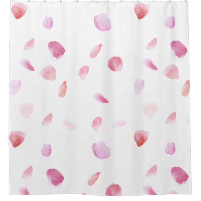 Watercolor Rose Petals Shower Curtain (Front)