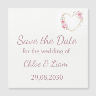 Watercolor Rose Pink Floral Heart Wedding