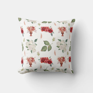 Watercolor Rose Print Pattern Cushion