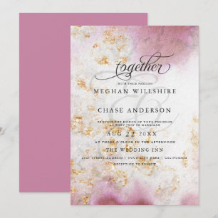Watercolor Rose Quartz Gold Geode BarefootBride™ Invitation