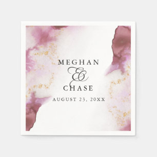 Watercolor Rose Quartz Gold Geode BarefootBride™ Napkin