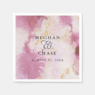 Watercolor Rose Quartz Gold Geode BarefootBride™ Napkin