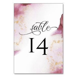 Watercolor Rose Quartz Gold Geode BarefootBride™ Table Number