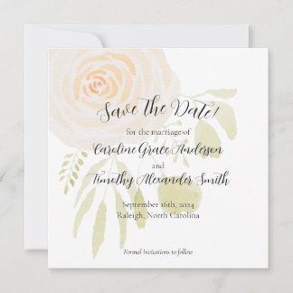 Watercolor Rose Save The Date Card