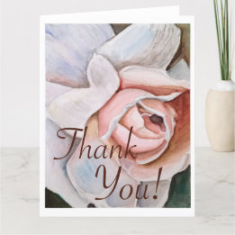 Watercolor Rose Soft Realism Thank you  Card