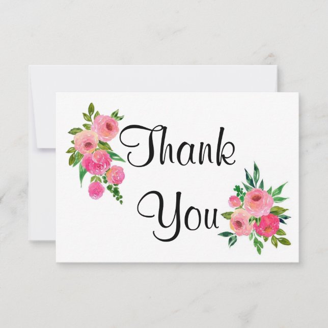 Watercolor Rose Thank You Card (Front)