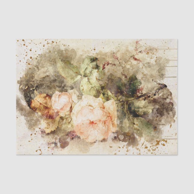 Watercolor Rose  Tissue Paper (Front)