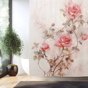 Watercolor Rose Vine Elegance Shower Curtain