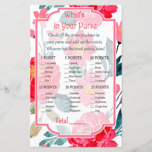 Watercolor rose What's in your purse game