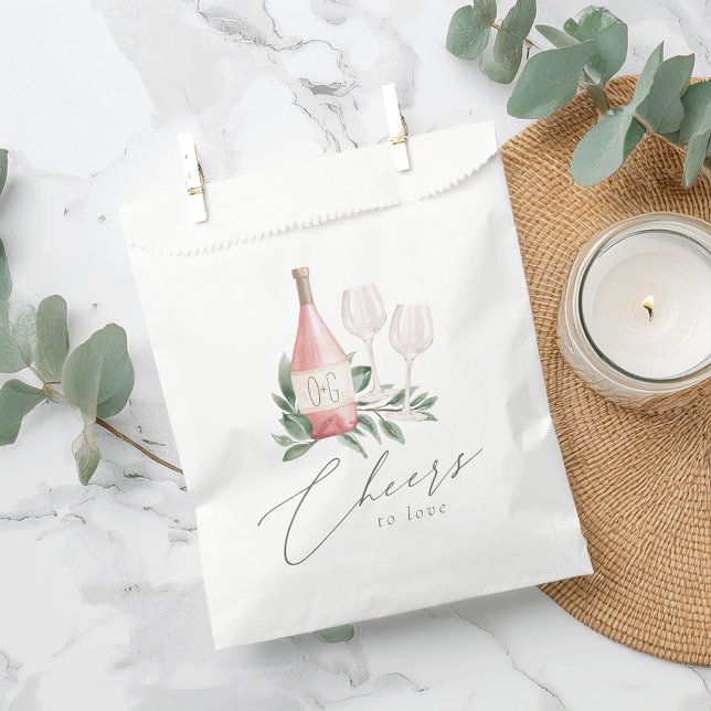 Watercolor Rose Wine Botanical Cheers to Love Favour Bags (Creator Uploaded)