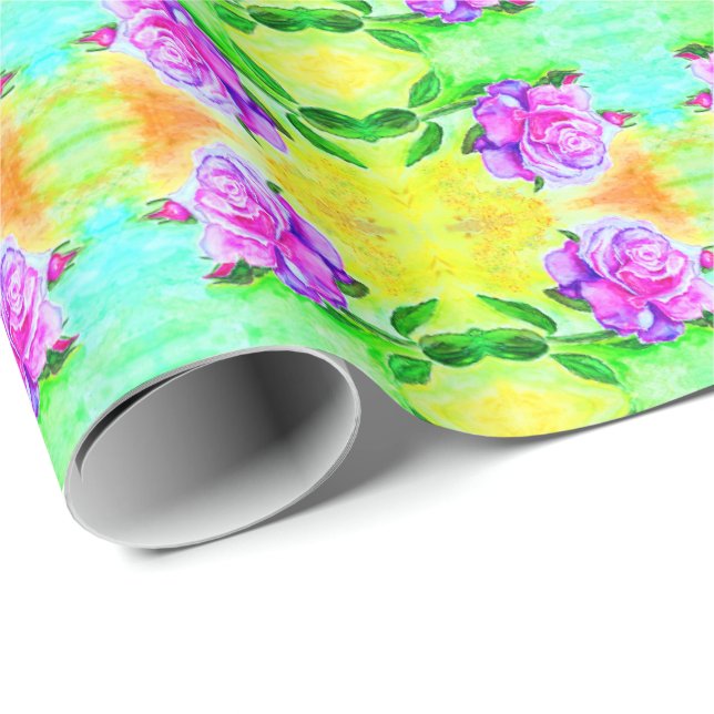 Watercolor Rose Wrapping Paper (Roll Corner)