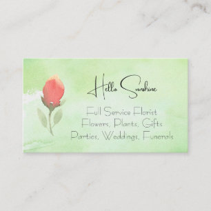 Watercolor Rosebud Business Card