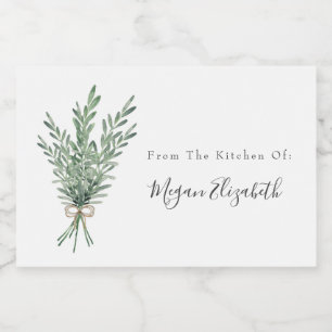 Watercolor Rosemary Bouquet with Jute Bow Food Label