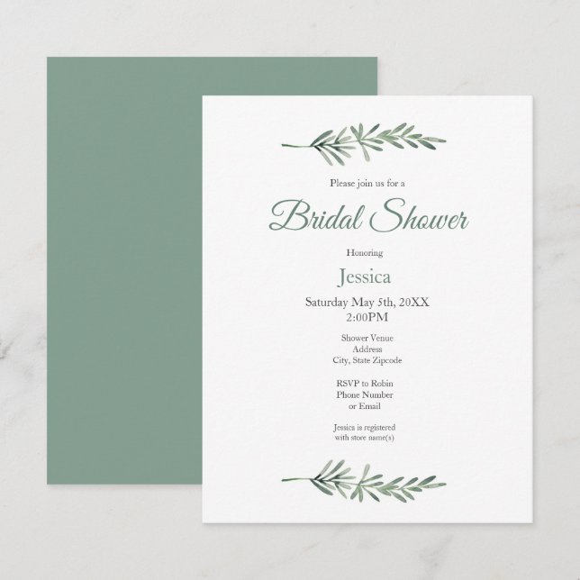 Watercolor Rosemary Invitation (Front/Back)
