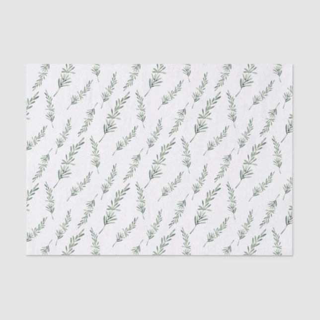 Watercolor Rosemary Pattern Tissue Paper (Front)
