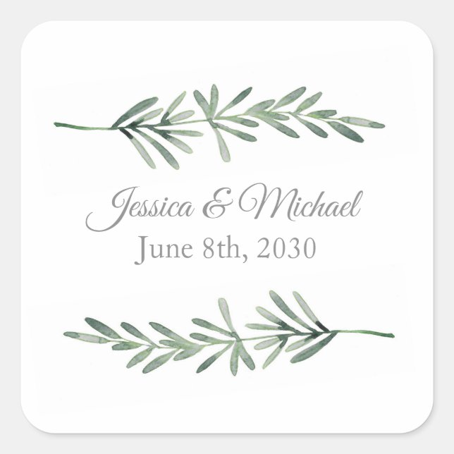 Watercolor Rosemary Square Sticker (Front)
