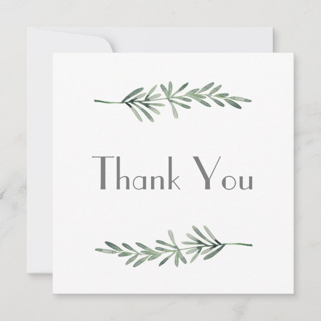Watercolor Rosemary Thank You Card (Front)